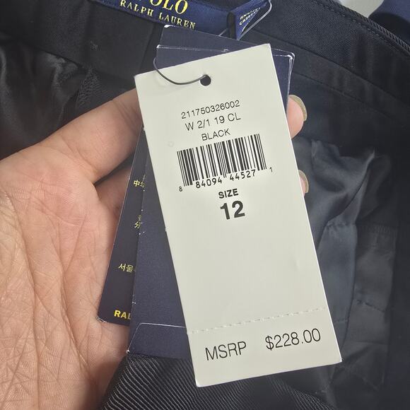 Polo Ralph‎ Lauren Twill Dress Shorts Viscose Black NWT Size 12 - Picture 4 of 4